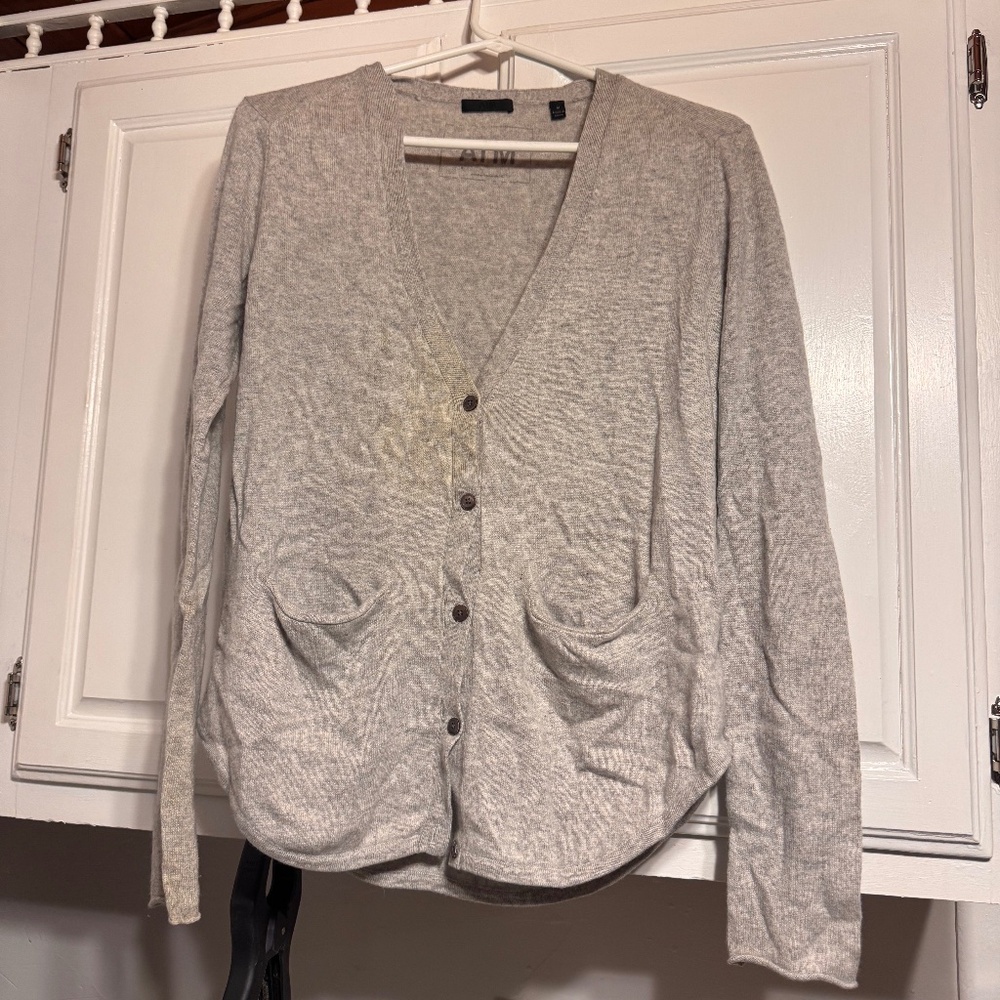 ATM Anthony Thomas Melillo 100% cashmere Light Gray Women's Cardigan size medium
